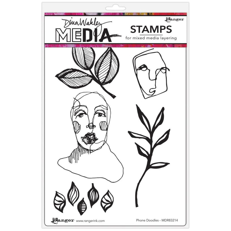 Dina Wakley MEdia Cling Stamps - Phone Doodles, MDR83214