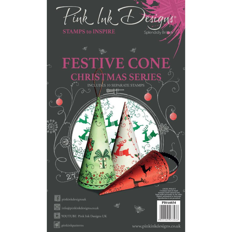 Pink Ink Designs 4x6 Clear Stamp Set - Festive Cone, PI0A6034