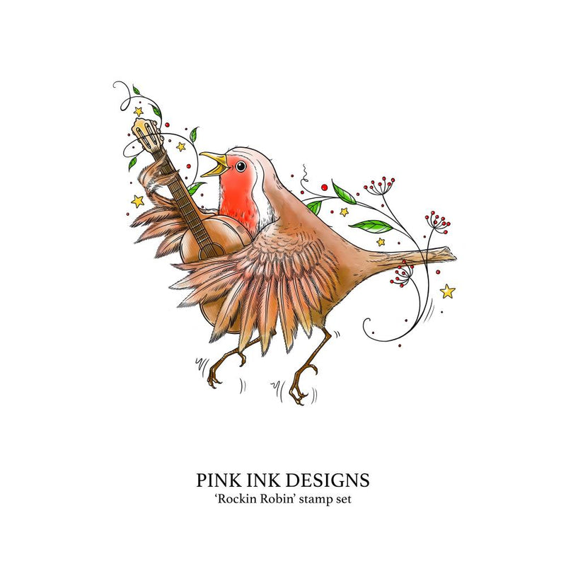 Pink Ink Designs 6x8 Clear Stamp Set - Rockin' Robin, PI179