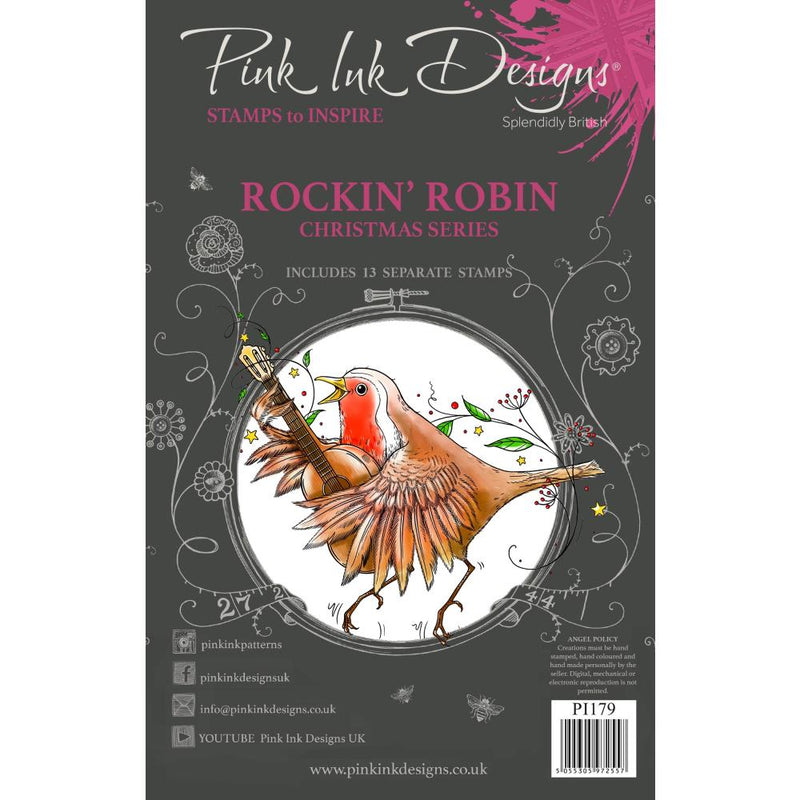 Pink Ink Designs 6x8 Clear Stamp Set - Rockin' Robin, PI179