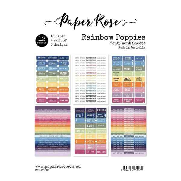 Paper Rose - Sentiment Sheets - Rainbow Poppies, PR25603