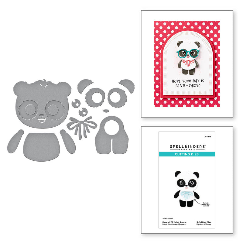 Spellbinders Etched Die Set - Dancin' Birthday Panda, S2-378