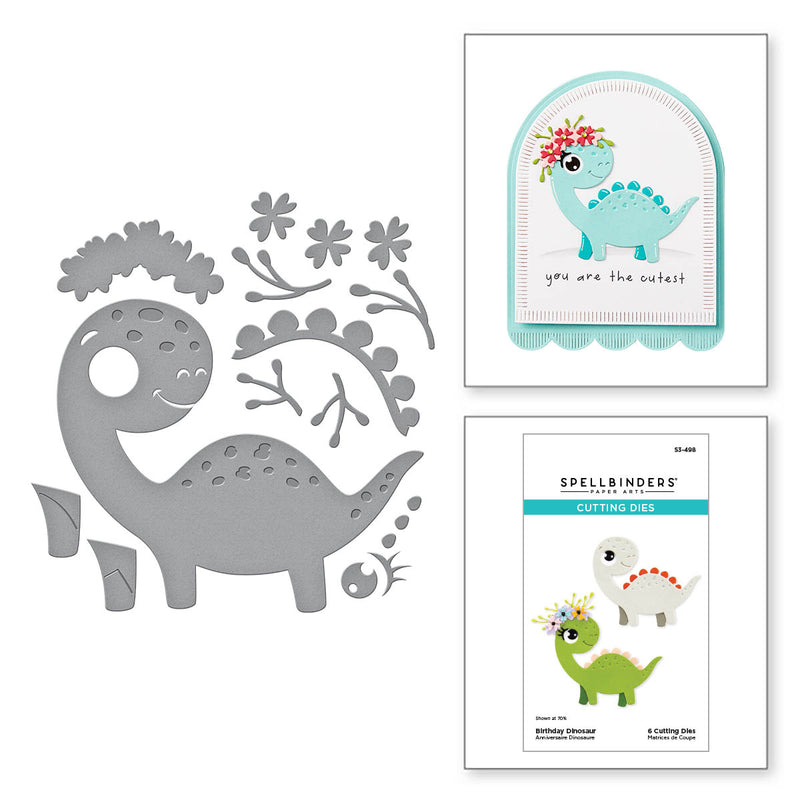 Spellbinders Etched Die Set - Dancin' Birthday Dinosaur, S3-498