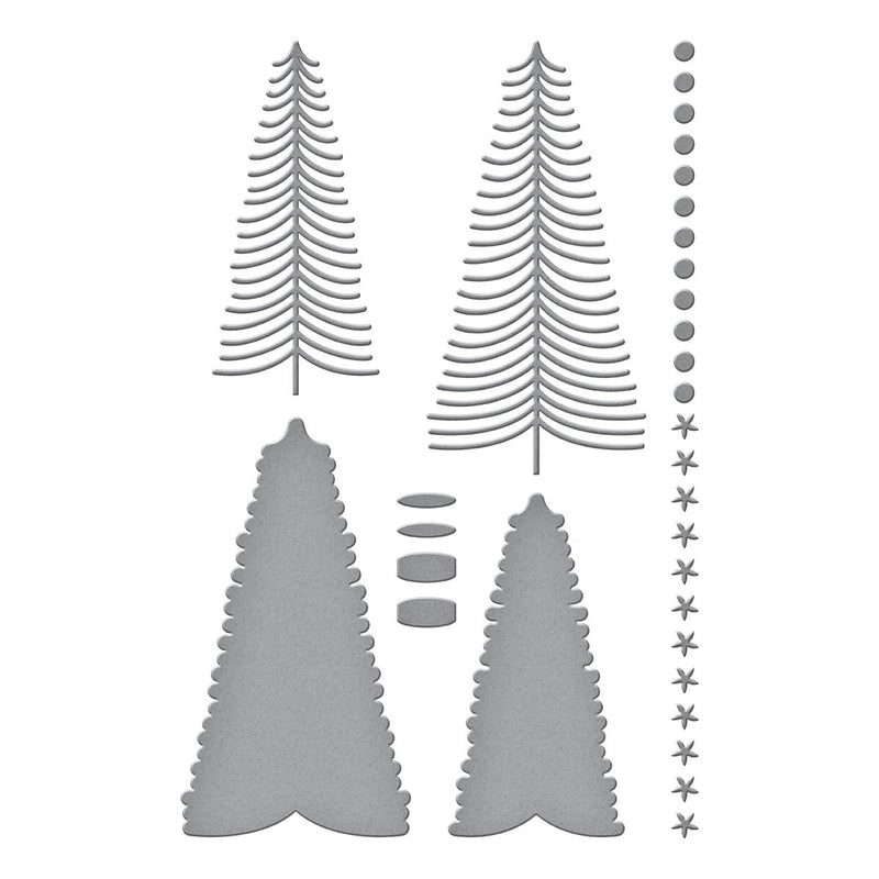 Spellbinders Etched Dies - Bottle Brush Trees Duo, S5-585