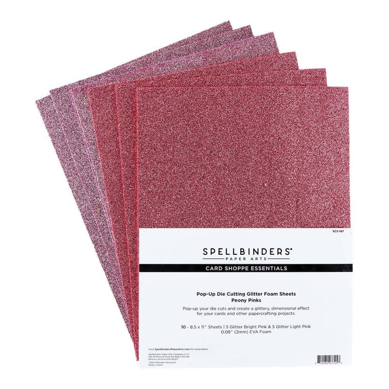 Spellbinders Pop-Up Die Cutting Glitter Foam Sheets - Peony Pinks, SCS-187