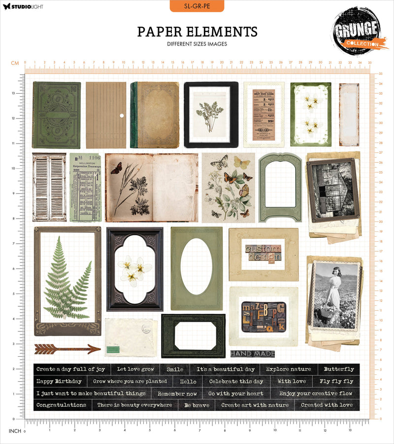 Studio Light Grunge Paper Elements - Nr10 Frames & Texts, SLGRPE10