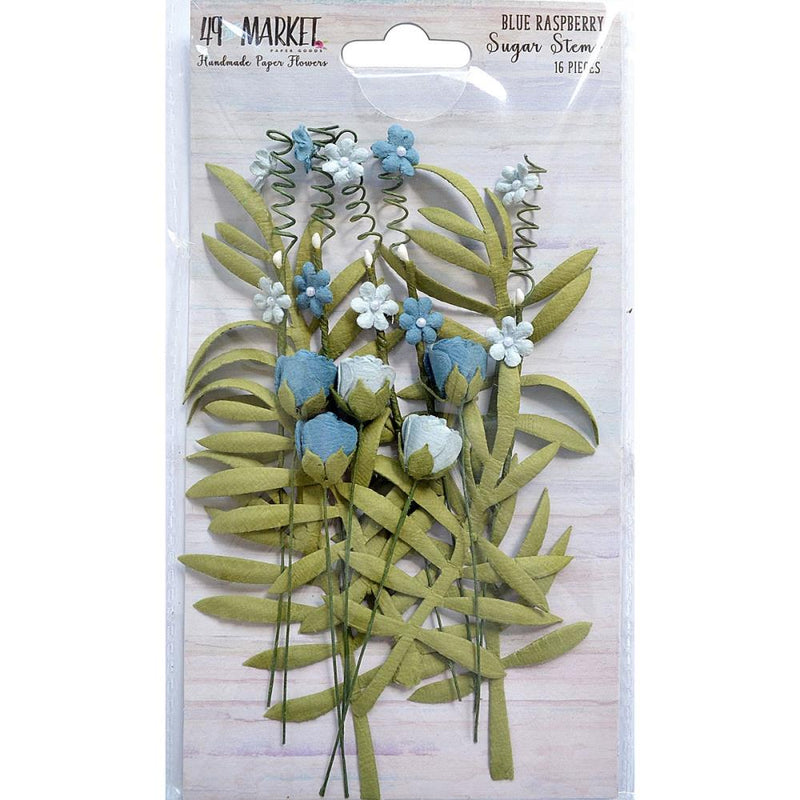 49 and Market Paper Flowers - Sugar Stems - Blue Raspberry, SSF-32334