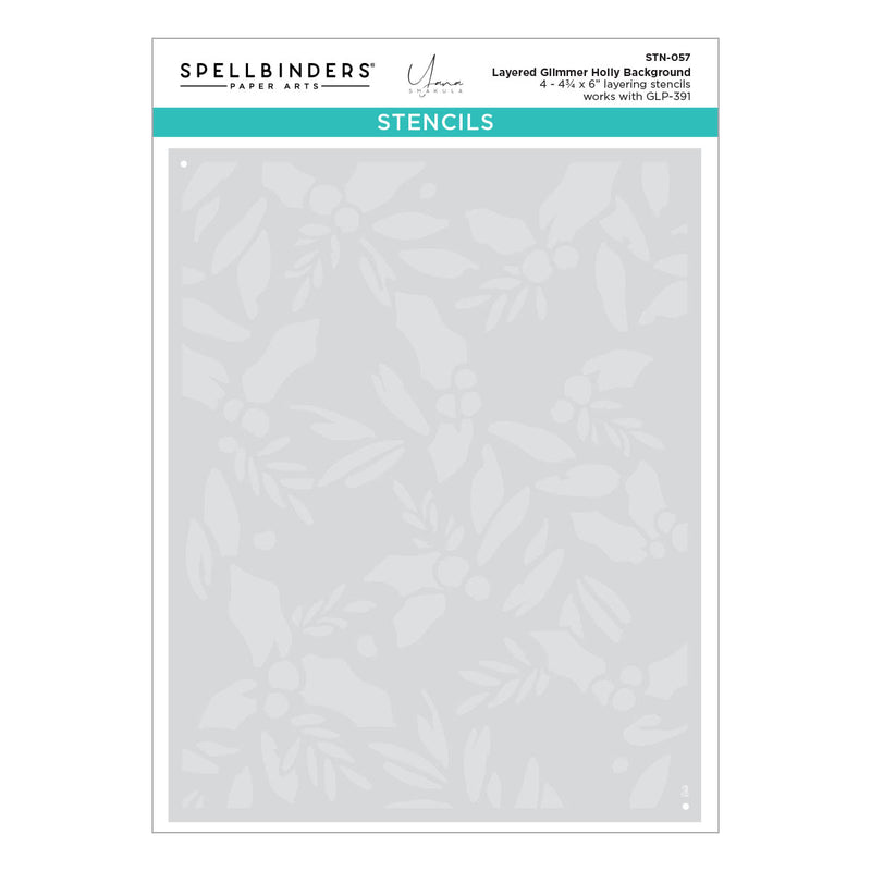 Spellbinders Glimmer/Stencil Bundle - Glimmer Holly Background, BD-0772