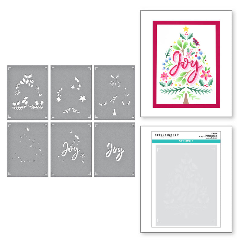 Spellbinders - Layered Joy Tree Stencil & Die Bundle, BD-0776