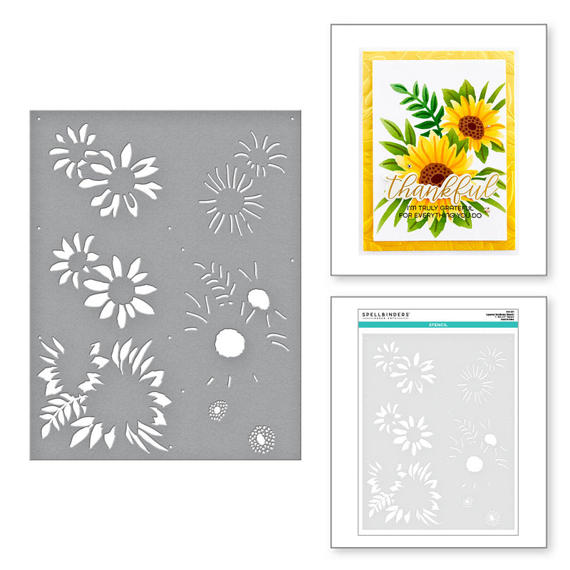 Spellbinders Layering Stencil Set - Layered Sunflower, STN-071