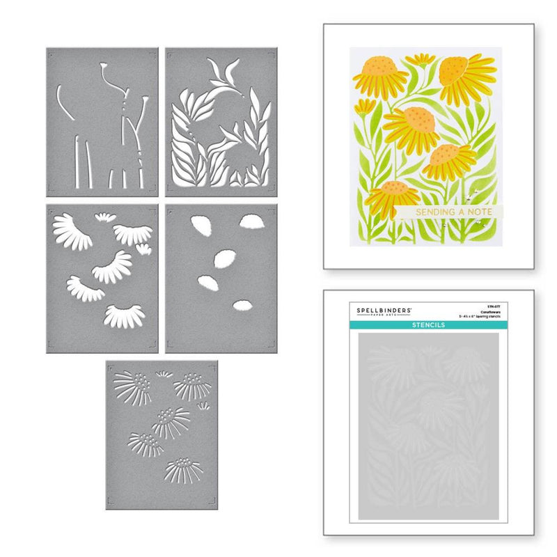 Spellbinders Layering Stencil Set - Coneflowers, STN-077