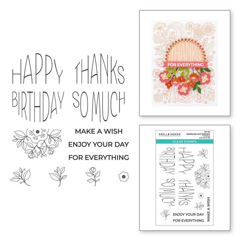 Spellbinders Clear Stamp Set - Kaleidoscope Arch Sentiments, STP-208