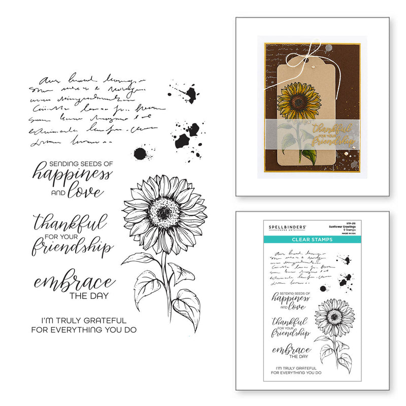 Spellbinders Clear Stamp Set - Sunflower Greetings, STP-213