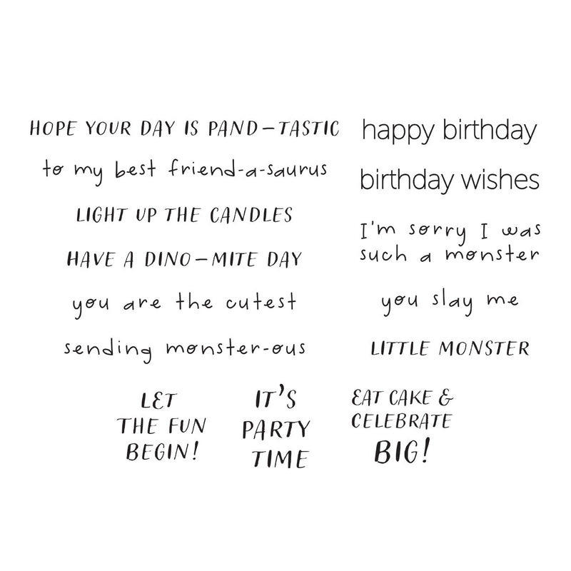 Spellbinders Clear Stamp Set - Monster Birthday Sentiments, STP-221