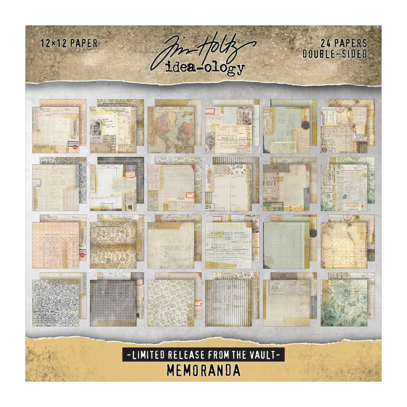 Coming Soon - Tim Holtz Paper Stash 2025 Vault Release 12"X12" - Memoranda, TH94422