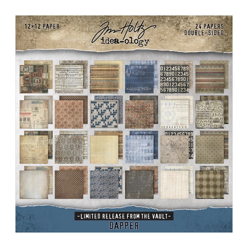 Coming Soon - Tim Holtz Paper Stash 2025 Vault Release 12"X12" - Dapper, TH94423