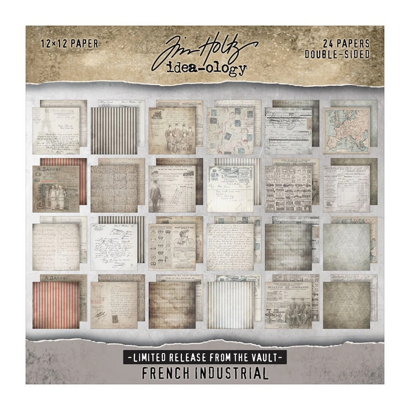 Coming Soon - Tim Holtz Paper Stash 2025 Vault Release 12"X12" - French Industrial, TH94424