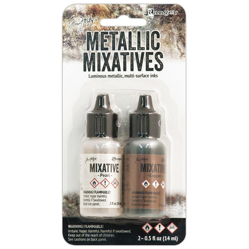 Tim Holtz Alcohol Ink Metallic Mixatives .5oz 2/Pkg - Pearl & Copper, TIM21254