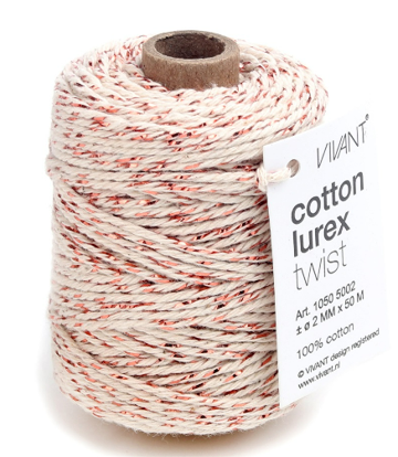 Vivant - Lurex Cotton Cord - Red/Rose Gold, 1050.5002.29