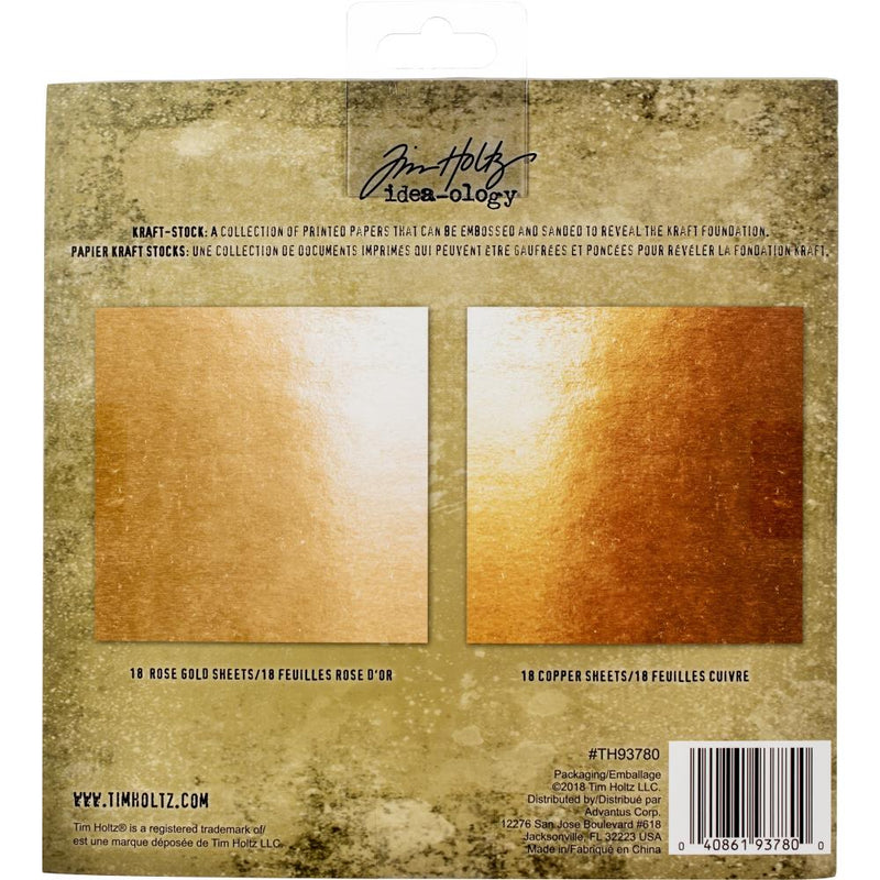 Tim Holtz Idea-Ology Kraft-stock Metallic 2, 8"X8" 36/Pc, TH93780, Retired