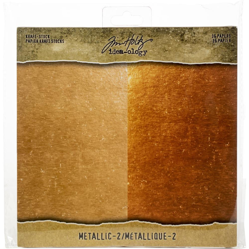 Tim Holtz Idea-Ology Kraft-stock Metallic 2, 8"X8" 36/Pc, TH93780, Retired