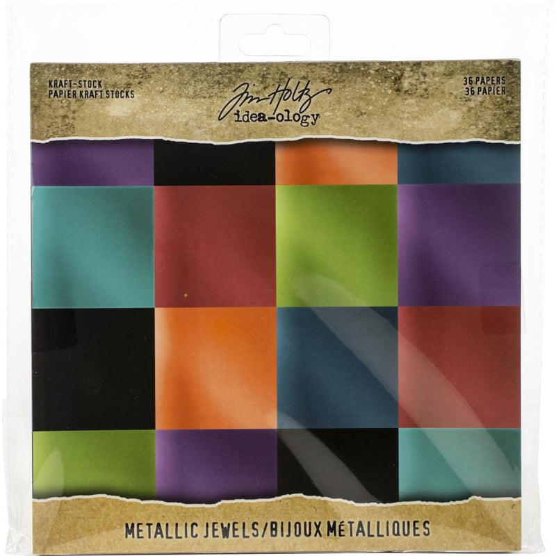 Tim Holtz Idea-Ology Kraft-stock Metallic Jewels, 8"X8" 36/Pc, TH93781, Retired