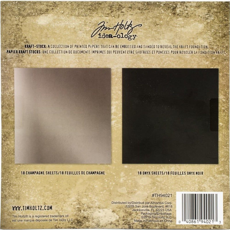 Tim Holtz Idea-Ology Kraft-stock Metallic 3, 8"X8" 36/Pc, TH94021, Retired