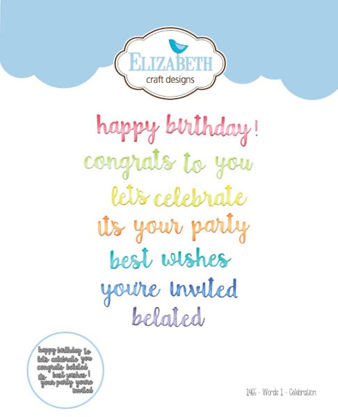 Elizabeth Craft Designs Die Set- Words 1 - Celebration, 1465