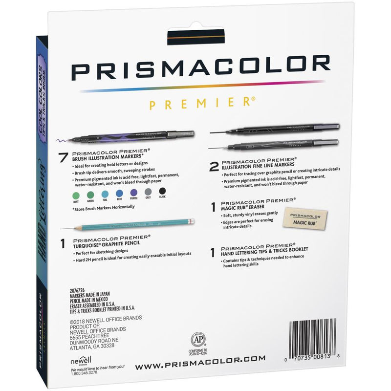 Prismacolor Premier - Beginner Hand Lettering Set 12Pc - Cool Colors, 2067576