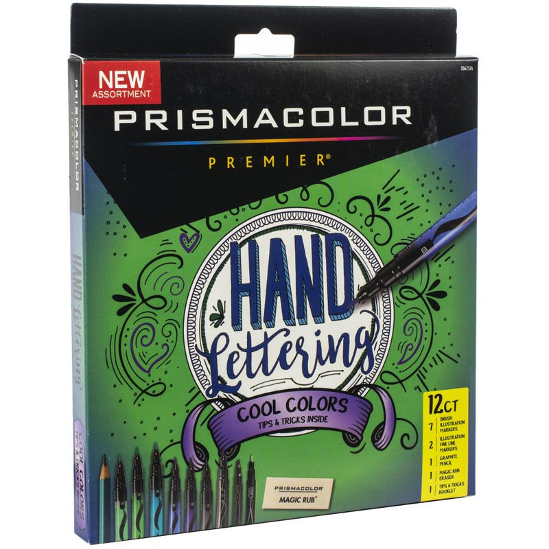 Prismacolor Premier - Beginner Hand Lettering Set 12Pc - Cool Colors, 2067576