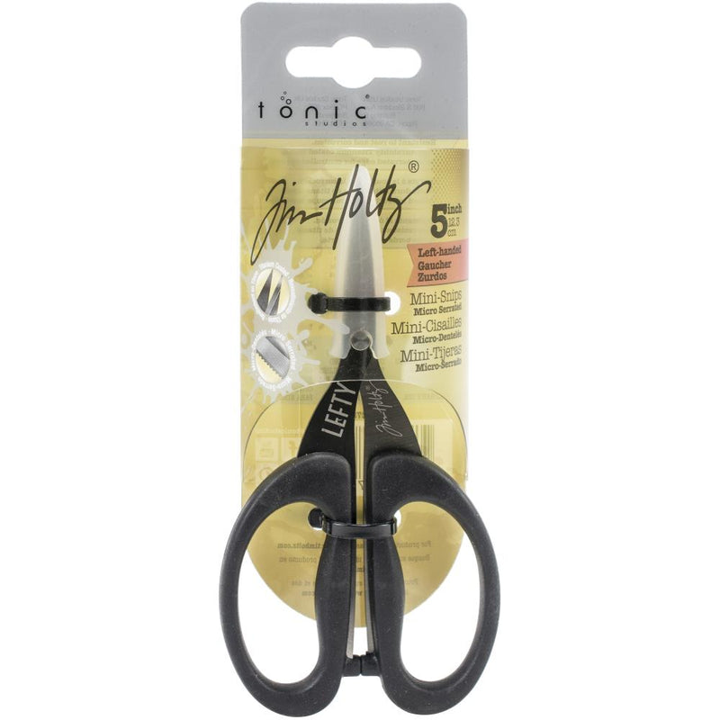 Tim Holtz Non-Stick Titanium Micro Serrated Mini Snips 5" - Left-Handed, 2785E