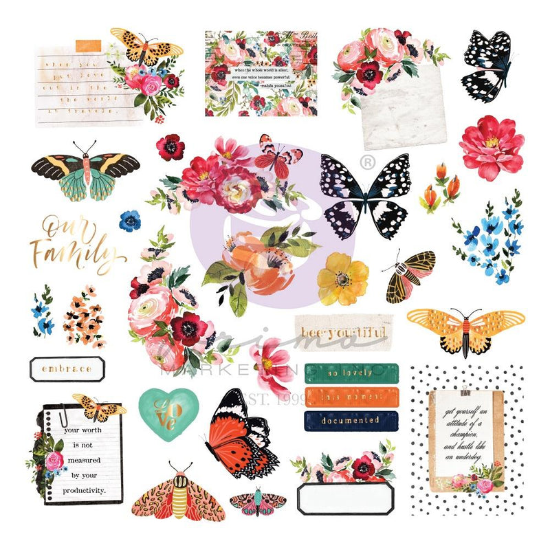 Prima Marketing Painted Floral - Ephemera w/Foil Accents, 656270