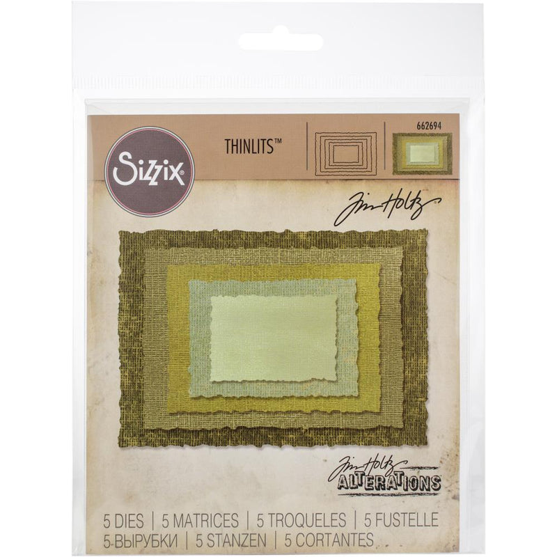 Sizzix Thinlits Die Set - Stacked Deckle, 5Pc 662694 by: Tim Holtz