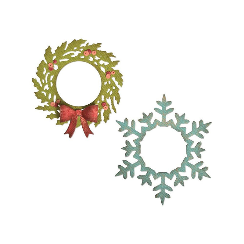 Sizzix Thinlits Die Set - Wreath & Snowflake, 664210 by: Tim Holtz