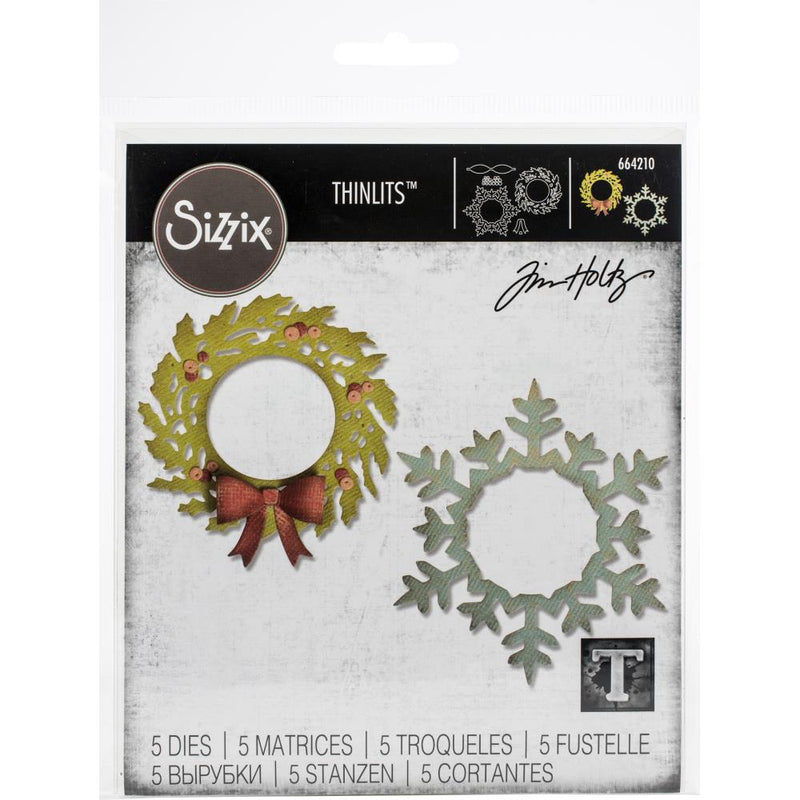 Sizzix Thinlits Die Set - Wreath & Snowflake, 664210 by: Tim Holtz