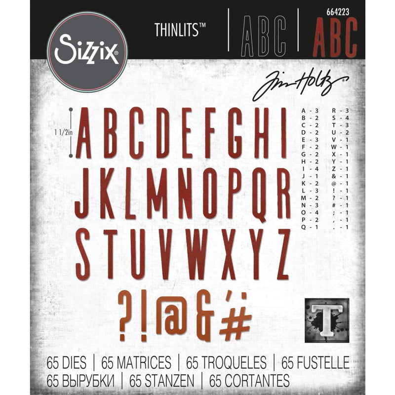 Sizzix Thinlits Die Set - Alphanumeric Classic Upper, 664223 by: Tim Holtz