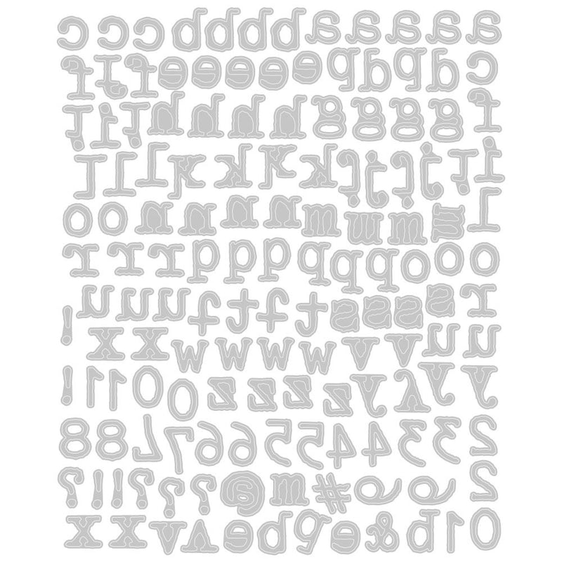 Sizzix Thinlits Die Set - Alphanumeric Tiny Type Lower, 664407 by: Tim Holtz