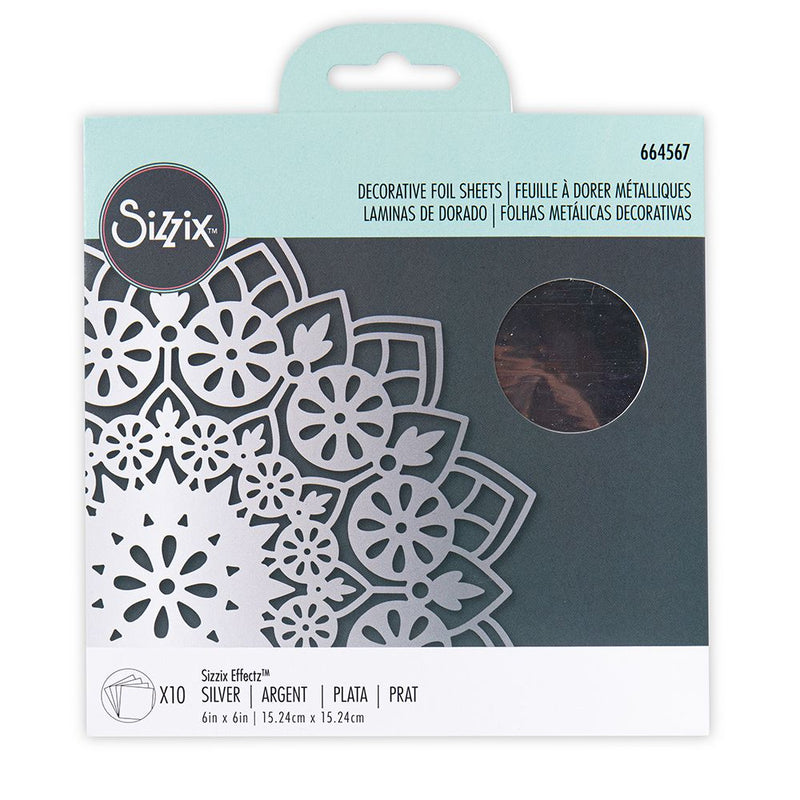 Sizzix Effectz - Decorative Foil Sheets 10Pc,, 6x6, Silver 664567