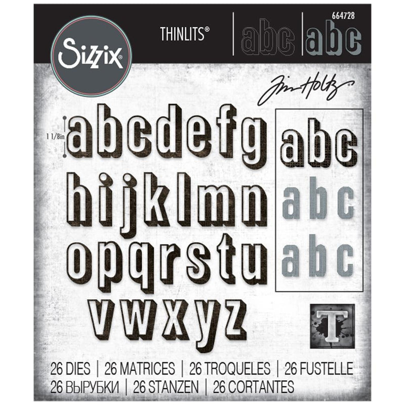 Sizzix Thinlits Die Set - Alphanumeric Shadow Lower, Designed by: Tim Holtz