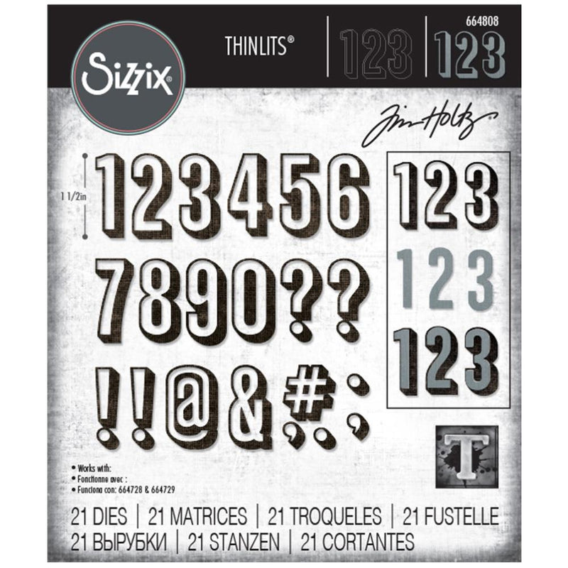 Sizzix Thinlits Die Set - Alphanumeric Shadow Numbers, 664808 by: Tim Holtz