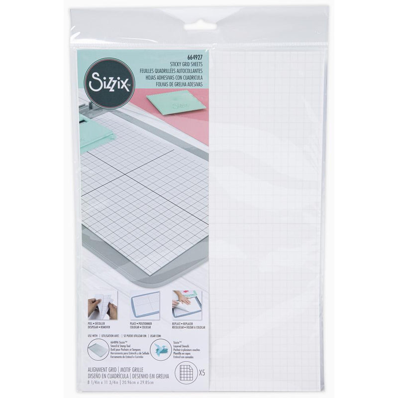 Sizzix Accessory Sticky Grid Sheets 8.25X11.75 5Pc, 664927