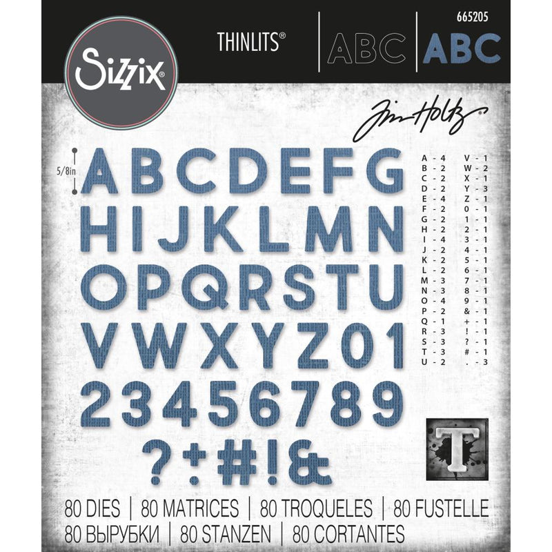 Sizzix Thinlits Die Set - Alphanumeric Bold, 665205 by: Tim Holtz