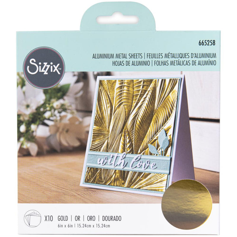 Sizzix Surfacez - Aluminum Metal Sheets 10Pc, 6x6 - Gold, 665258