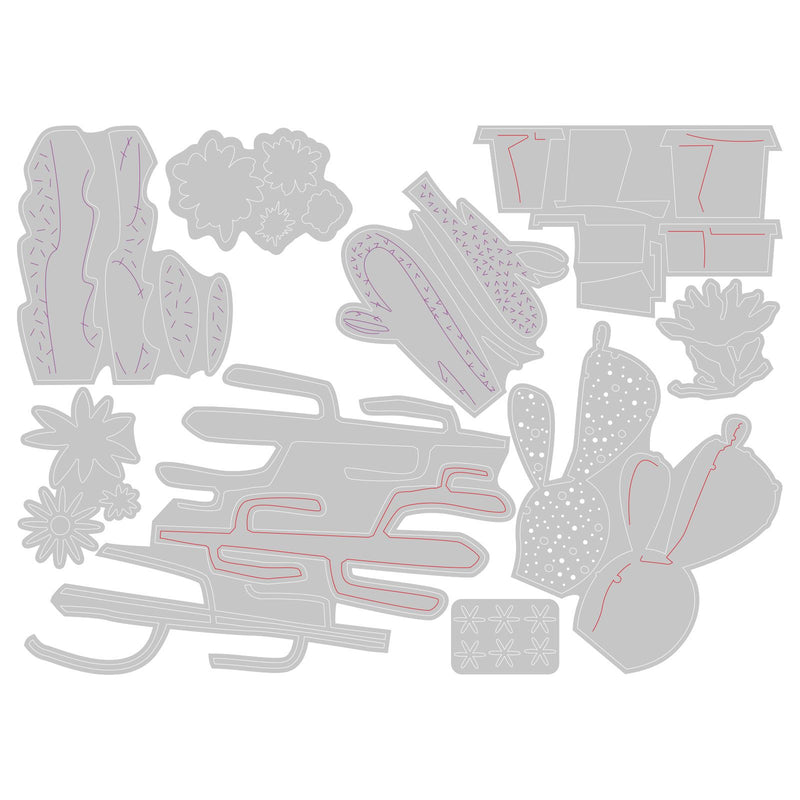 Sizzix Thinlits Die Set - Funky Cactus, 665365 by: Tim Holtz