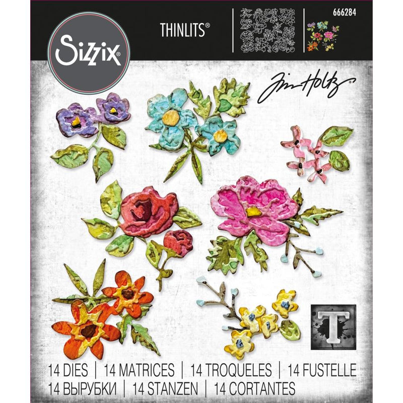 Sizzix Thinlits Die Set- Brushstroke Flowers Mini, 666284 by: Tim Holtz