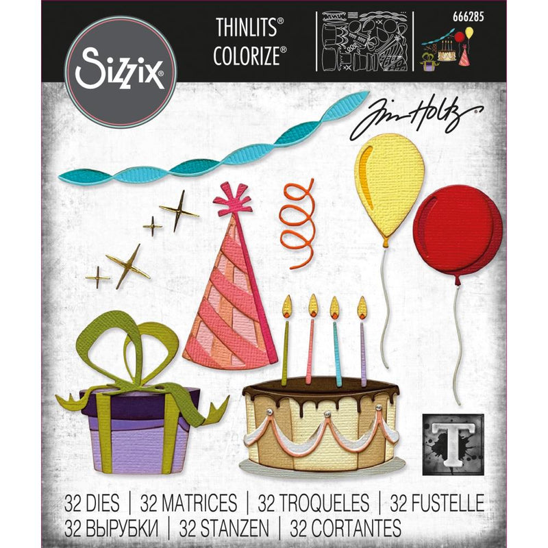 Sizzix Thinlits Die Set- Celebrate Colorize, 666285 by: Tim Holtz