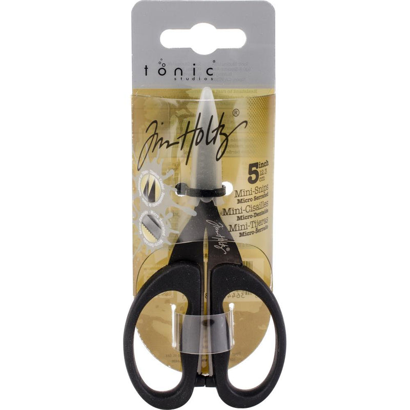 Tim Holtz Non-Stick Titanium Micro Serrated Mini Snips 5" - Right-Handed, 816E