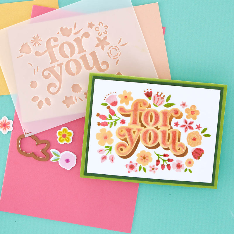 Spellbinders Stencil and Die Bundle - Floral For You, BD-0749