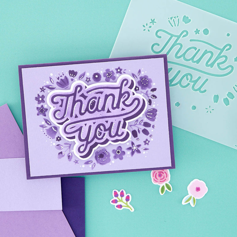 Spellbinders Stencil and Die Bundle - Floral Thank You, BD-0752