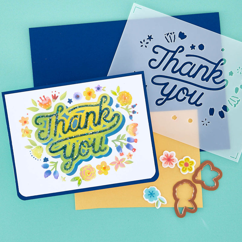 Spellbinders Stencil and Die Bundle - Floral Thank You, BD-0752